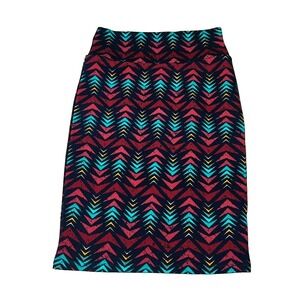 Aztec Maxi Skirt Womens XS Multicolor Geometric Stretch A Line‎ Grandma EUC